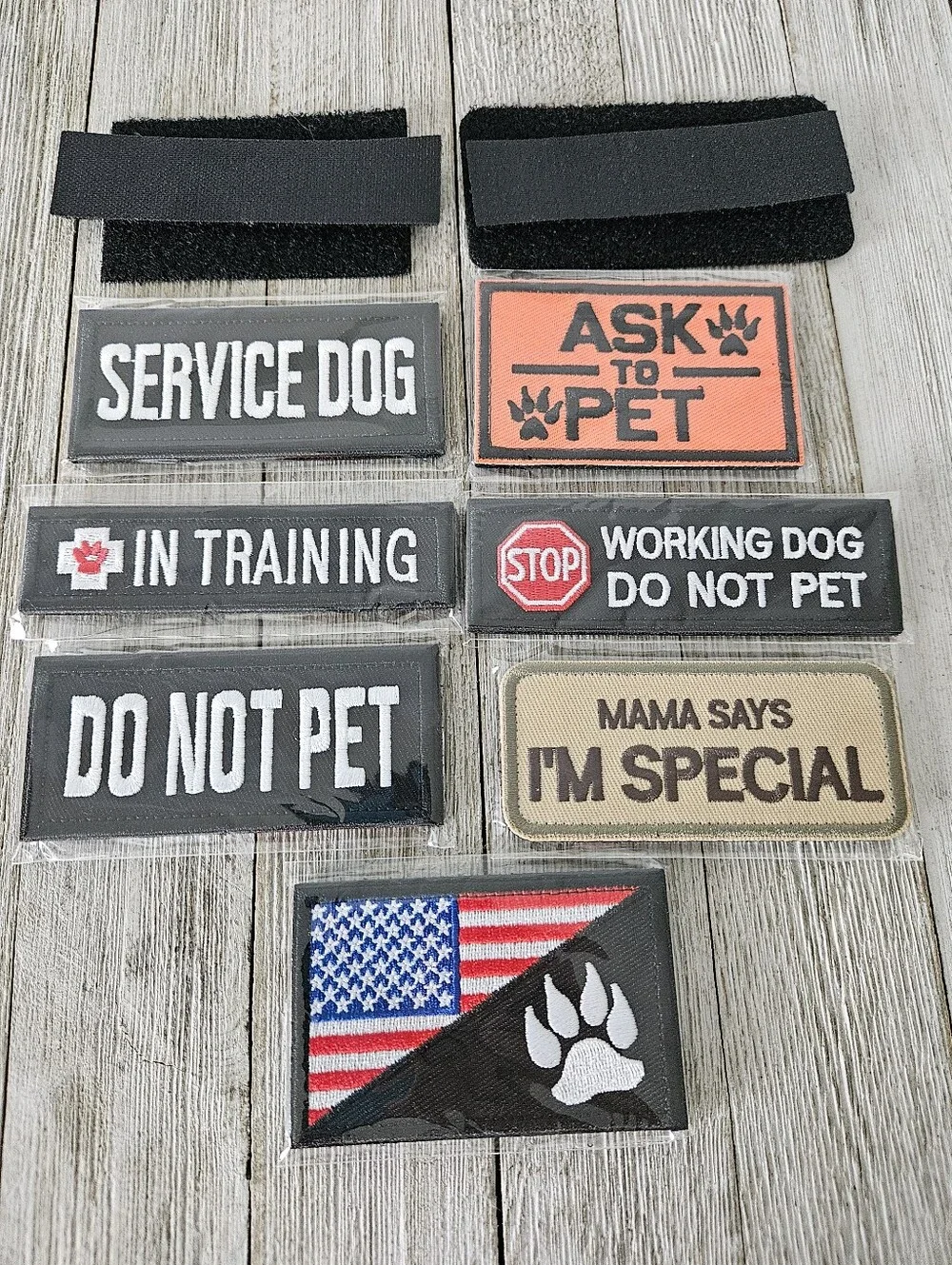 Service Dog Patches - Do Not Pet, Working Dog, In Training Set. New!Includes